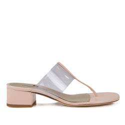 nude patent flip flops