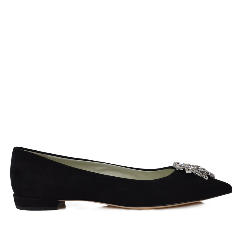 Adele Flat with Toe Ornament - Black 