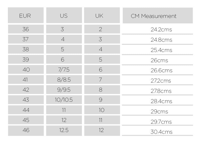 Size Guide – ENZI Footwear