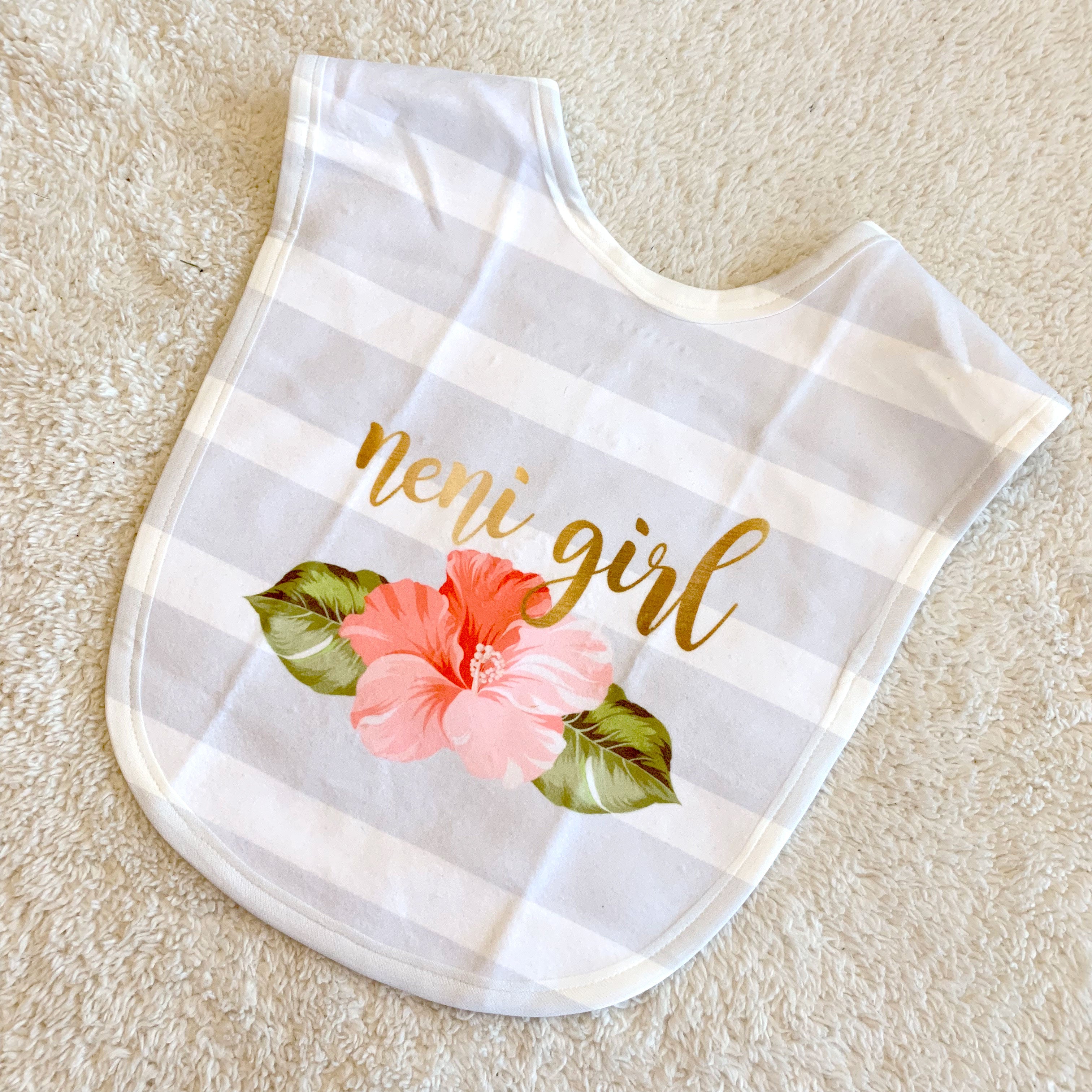 Download Neni Girl Hibiscus Striped Baby Bib Ready To Ship Island Life