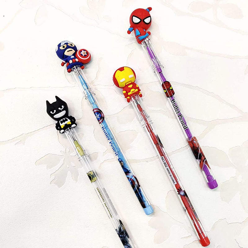 Set of 4 Kawaii Superheroes Bullet Pencil