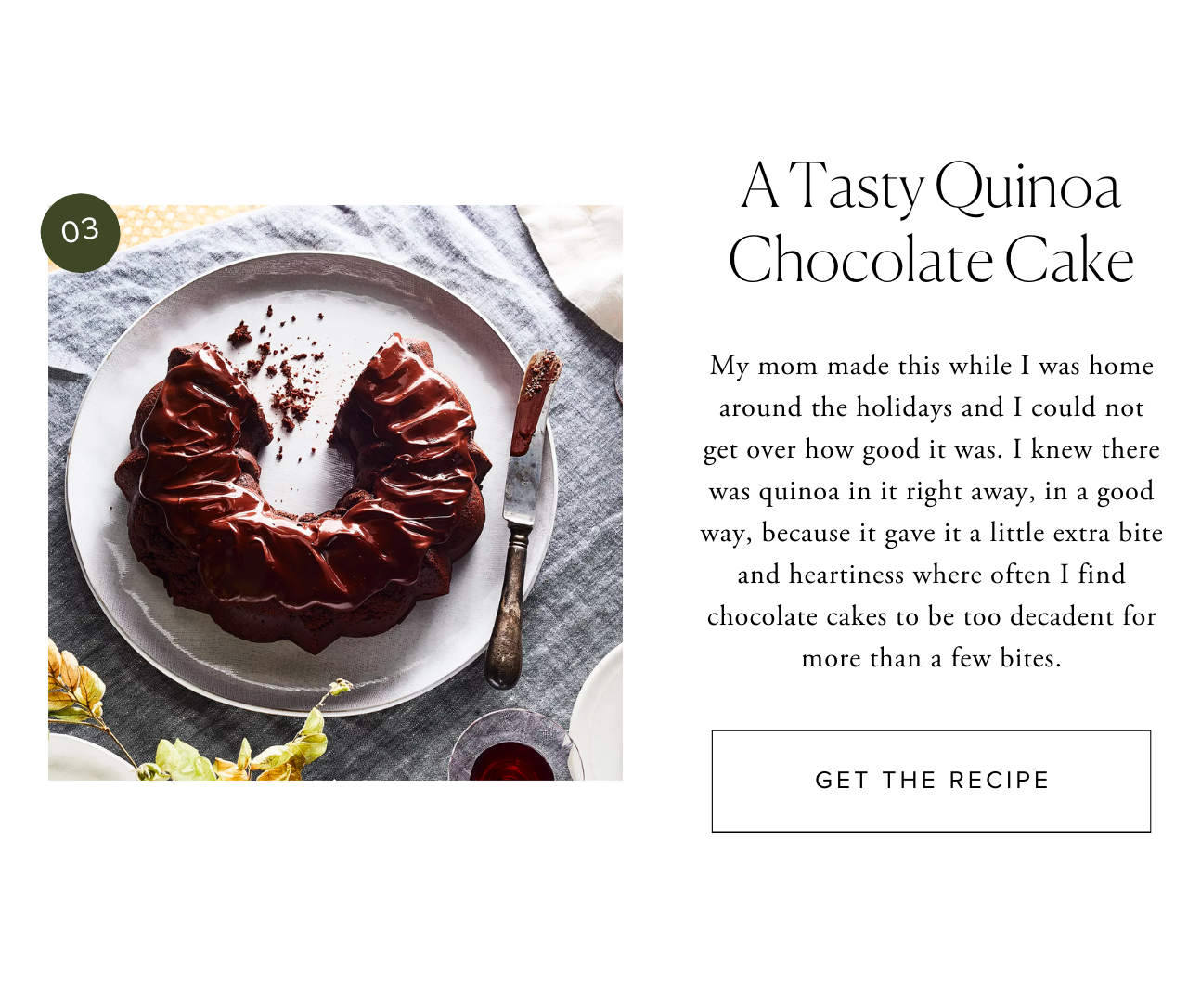 Five Fine Things - A Tasty Quinoa Chocolate Cake