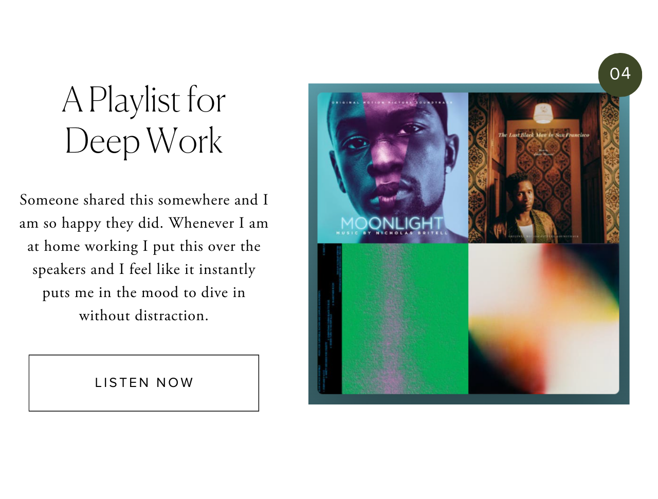 Five Fine Things - A Playlist for Deep Work