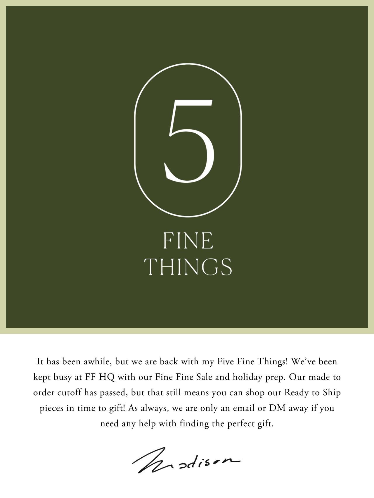 Five Fine Things: November