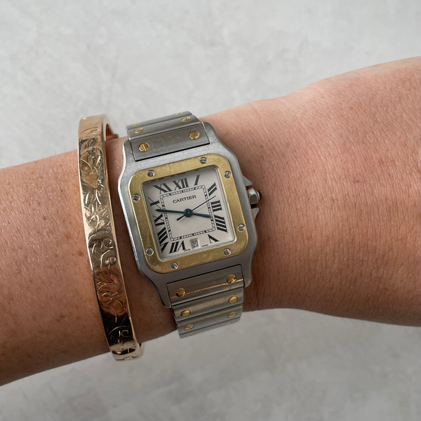 SOLD Vintage Cartier Santos Galbée 29mm Two Tone Watch - Fewer Finer