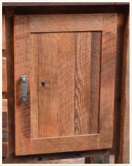 reverse panel door on barnwood dining hutch