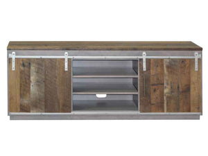 Modern Reclaimed Barn Door Tv Stand Amish Made Solid Wood