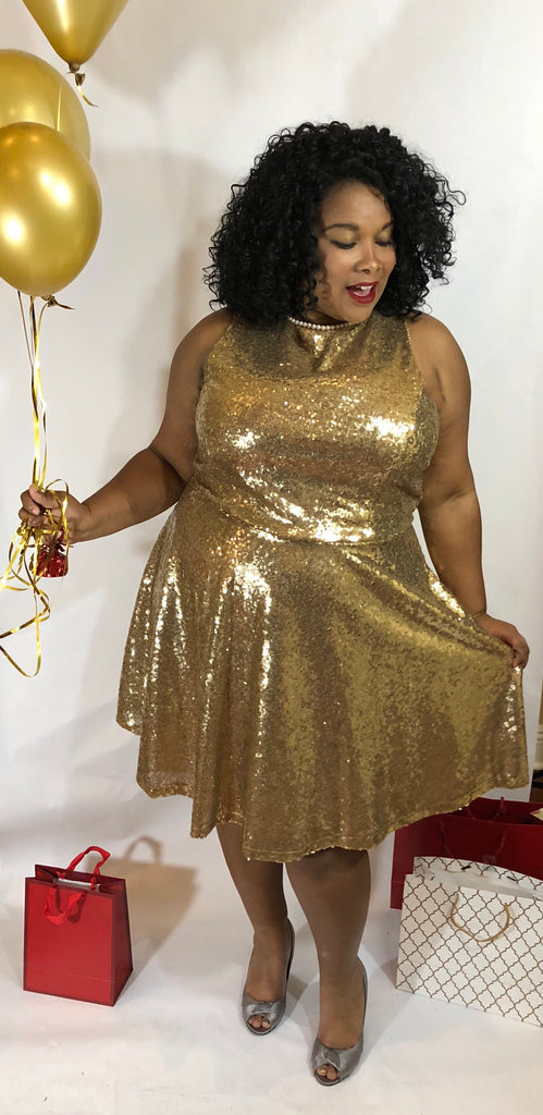 gold glitter plus size dress