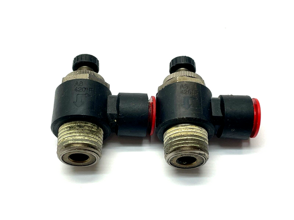 SMC Brass Plug-In Reducer 1/2 OD to 1/4 Tube One Touch Fitting LOT OF 2