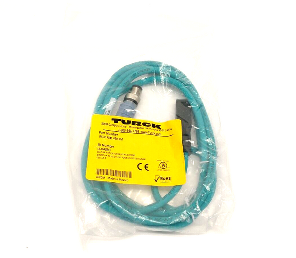 Turck - RSCD RJ45 440-2M - Cordset, Straight M12 to RJ45, Male, Ethernet, 2  m, Teal TPE, Eurofast Series - RS