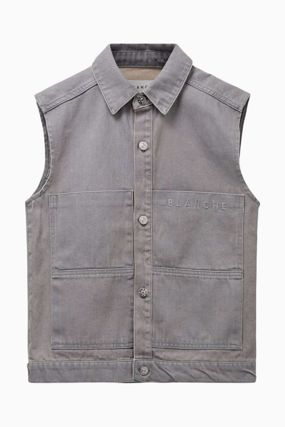 Se Argile-BL Denim Waistcoat - Harbor Mist - Blanche - Grå L hos QNTS.dk