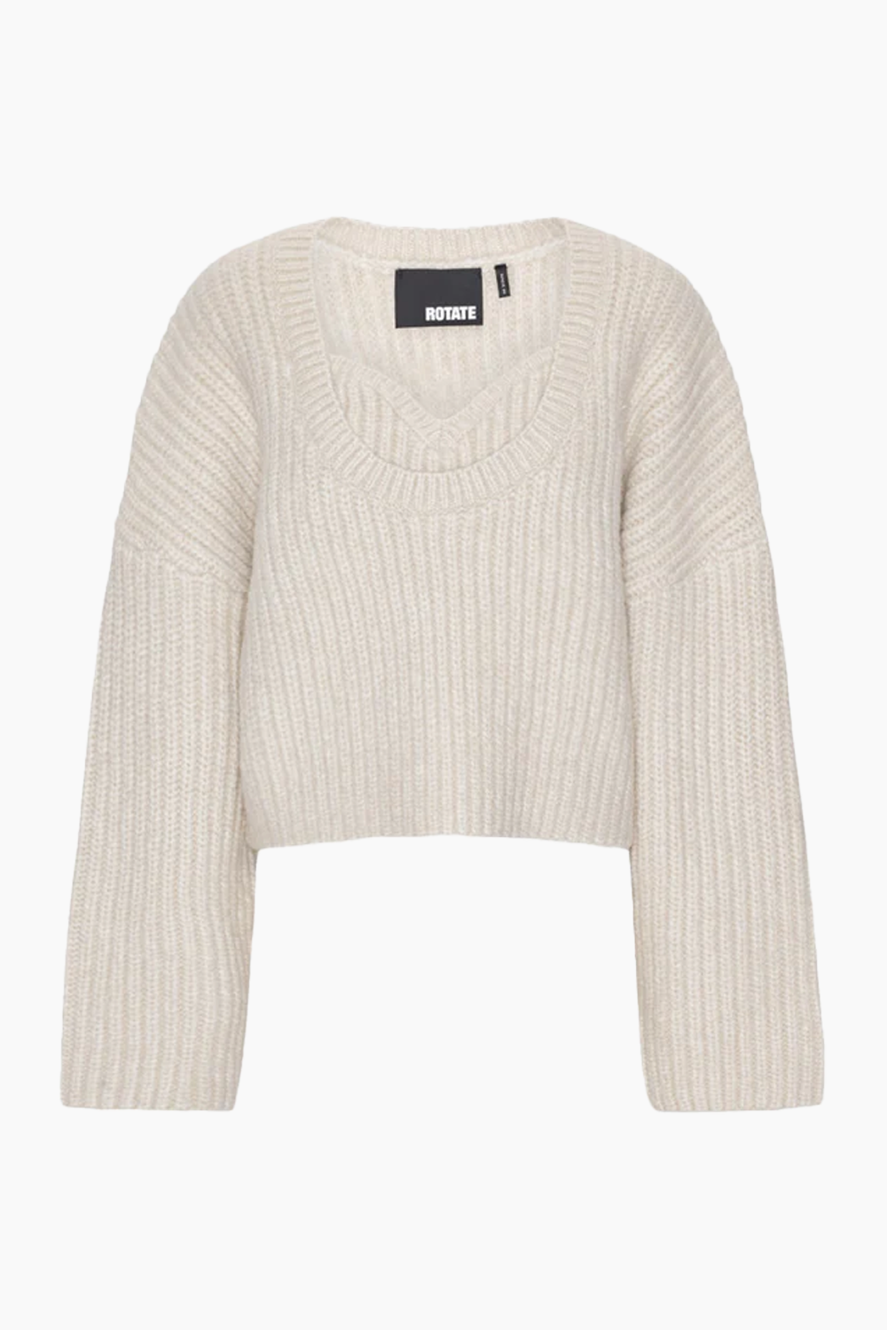 Billede af Cable Knit Crop Sweater - Pristine White - ROTATE - Hvid S