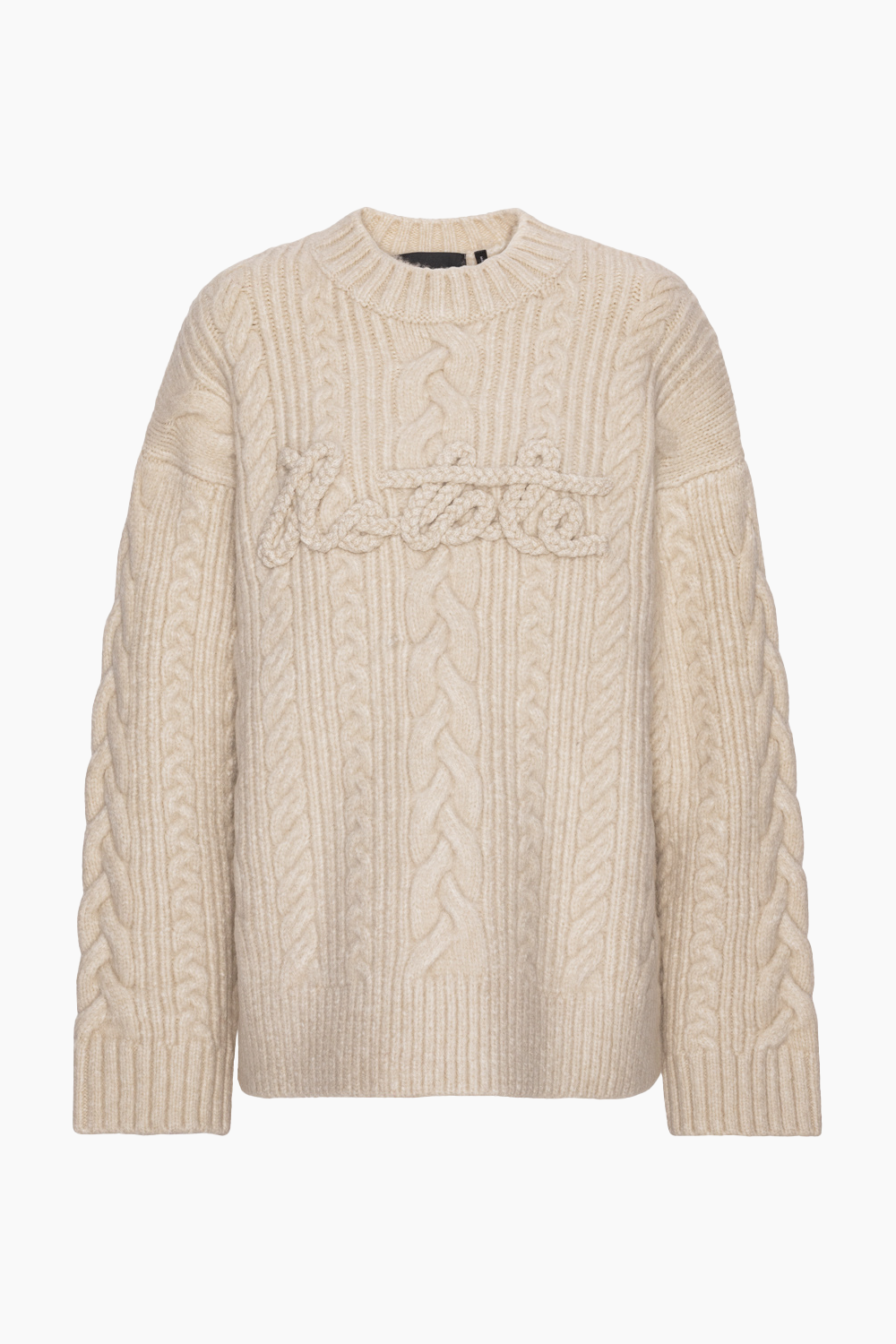 Billede af Cable Knit Logo Sweater - Pristine White - ROTATE - Hvid L