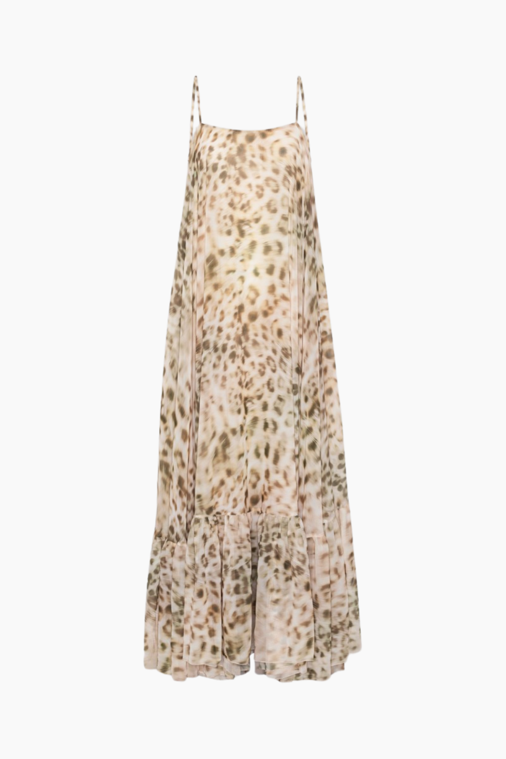 Se Chiffon Maxi Wide Dress - Blurry Snow Leopard + Tarmac Comb. - ROTATE - Mønstret M hos QNTS.dk