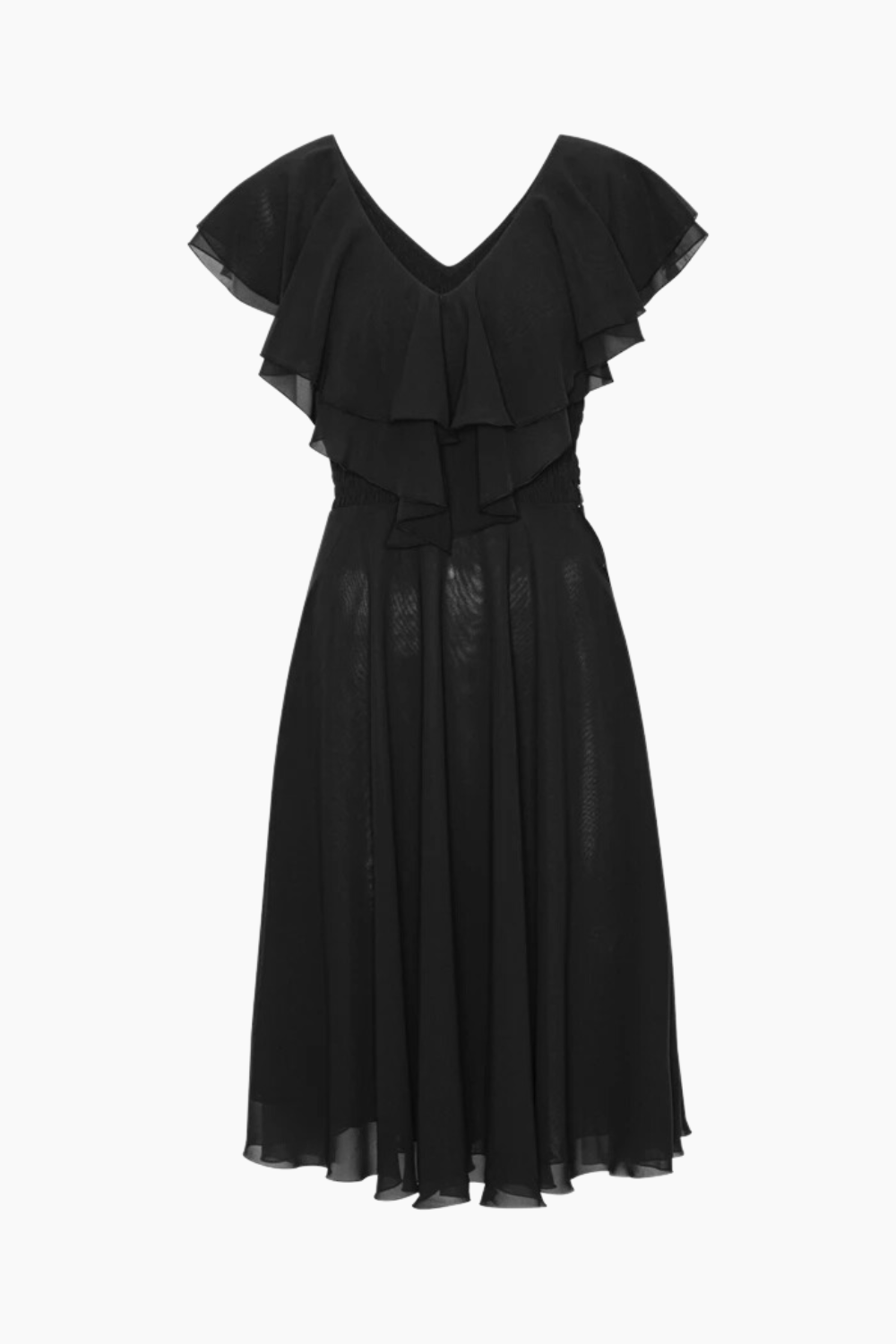 Se Chiffon Wide Ruffle Dress - Black - ROTATE - M Sort hos QNTS.dk