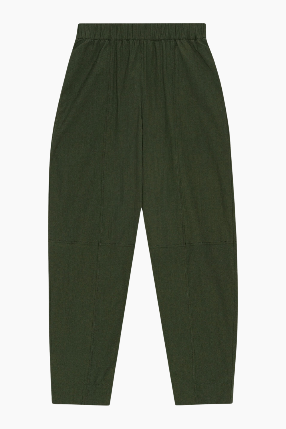 Billede af Cotton Crepe Elasticated Curve Pants F8924 - Kombu Green - GANNI - Grøn S