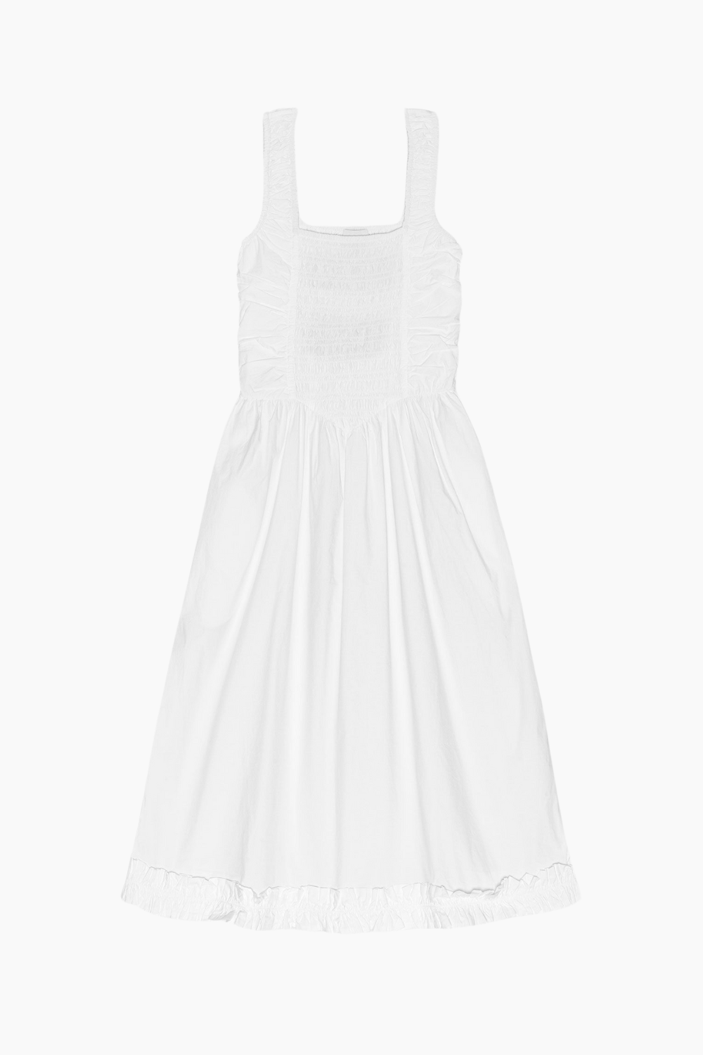 Billede af Cotton Poplin Midi Strap Smock Dress F9438 - Bright White - GANNI - Hvid S