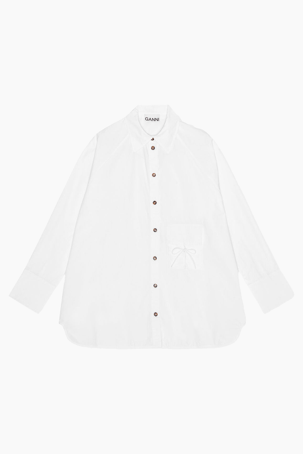 Billede af Cotton Poplin Oversize Raglan Shirt F9073 - Bright White - GANNI - Hvid XXS/XS
