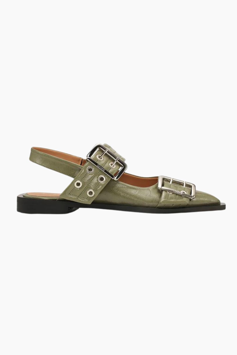 Billede af Feminine Buckle Ballerina Naplack S2648 - Kalamata - GANNI - Grøn 37