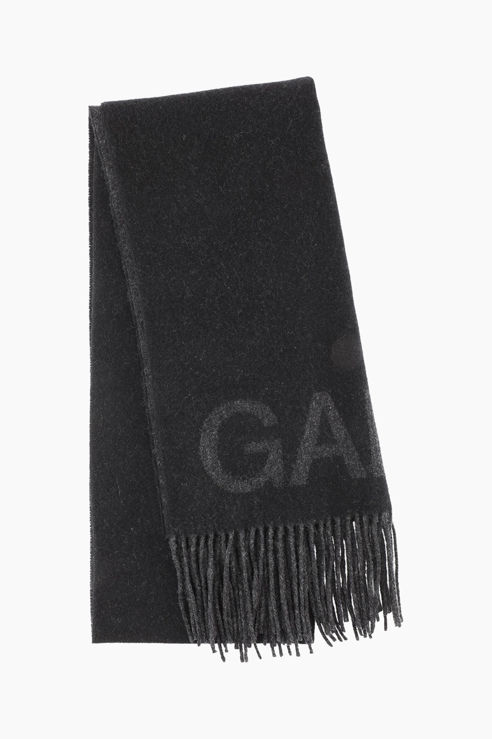 Se Fringed Wool Scarf A3905 - Black - GANNI - Sort One Size hos QNTS.dk