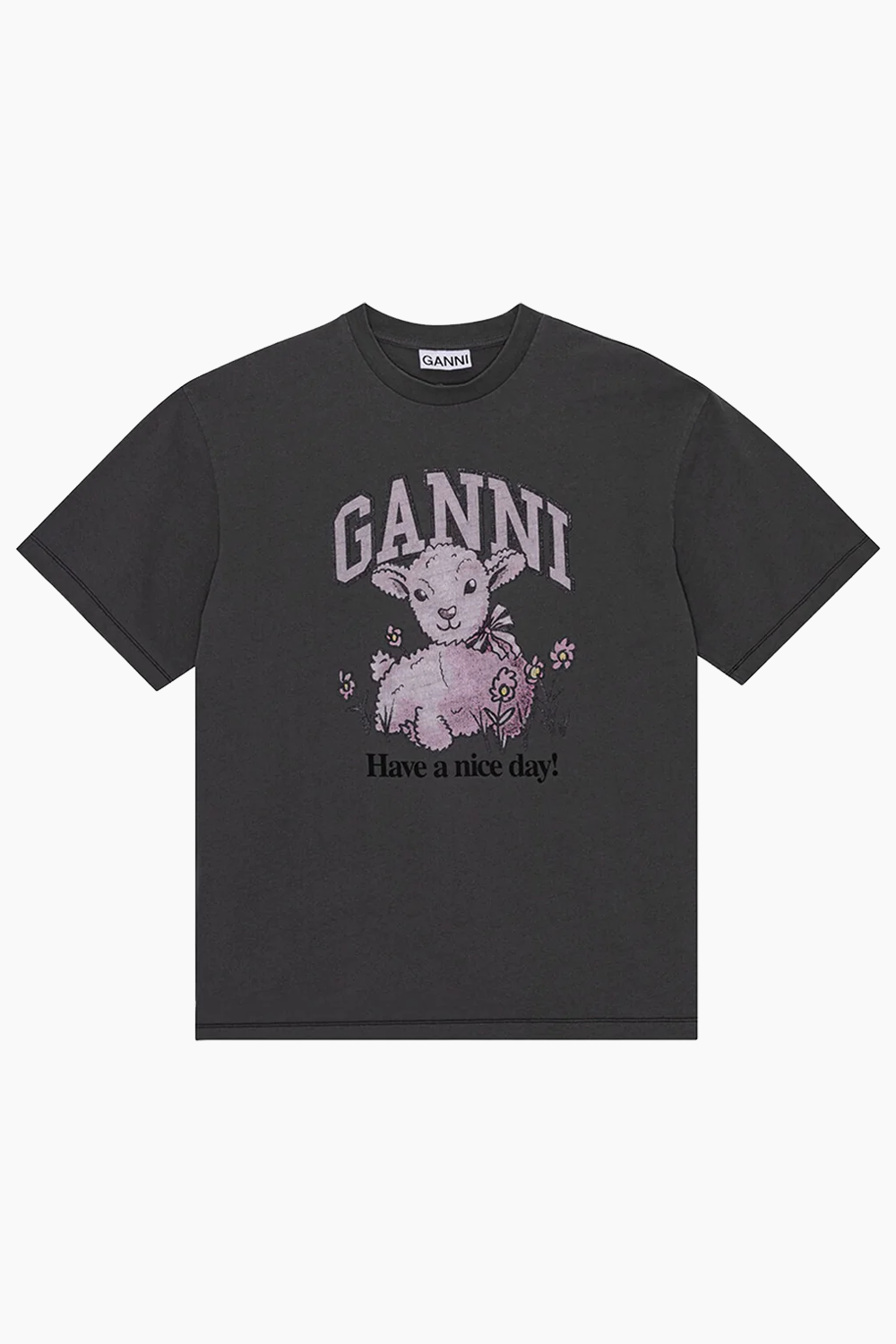 Se Future Heavy Jersey Lamb Short Sleeve T-Shirt T3789 - Volcanic Ash - GANNI - Grå XS hos QNTS.dk
