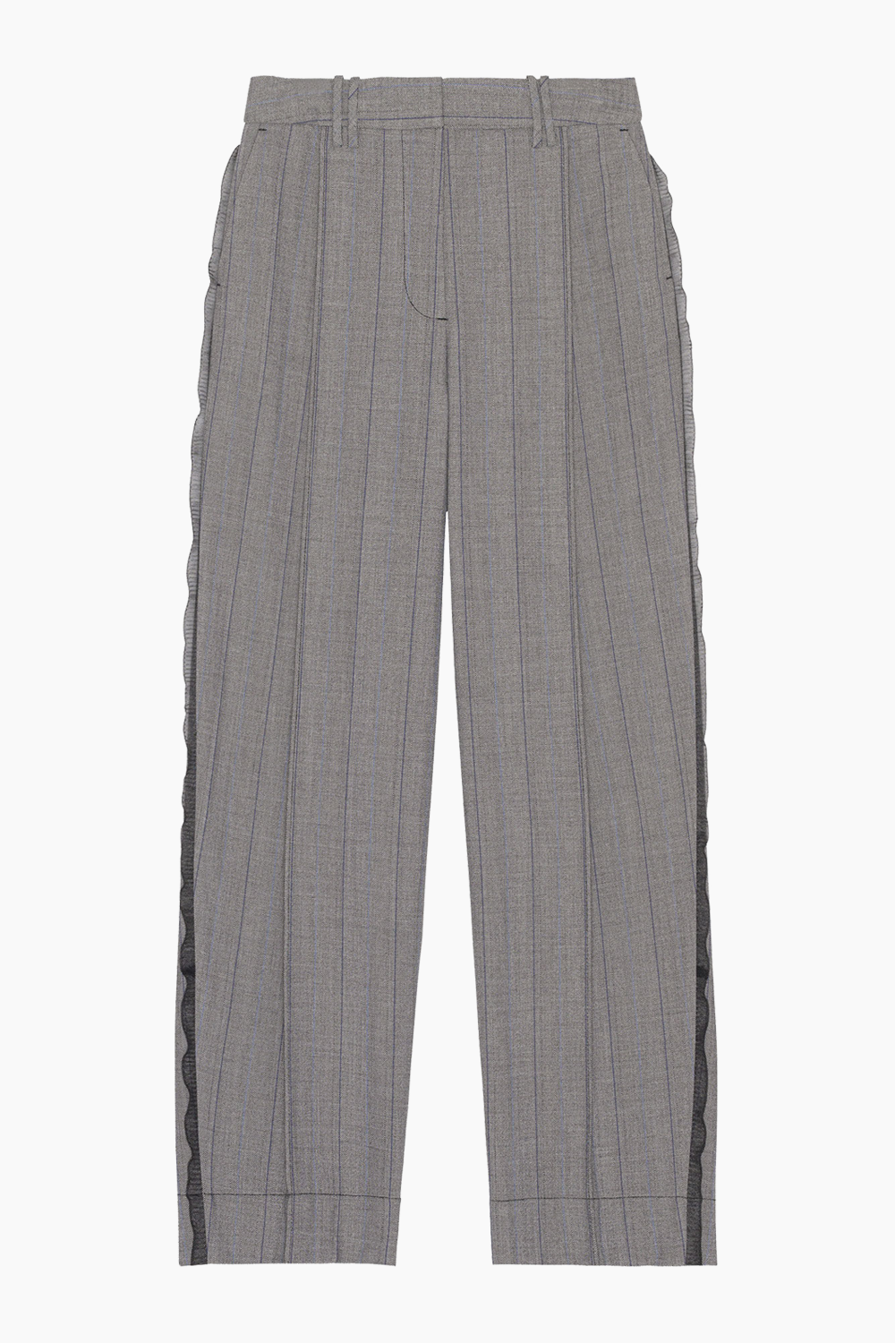 Billede af Herringbone Suiting Relaxed Pleated Pants F8214 - Frost Grey - GANNI - Grå S