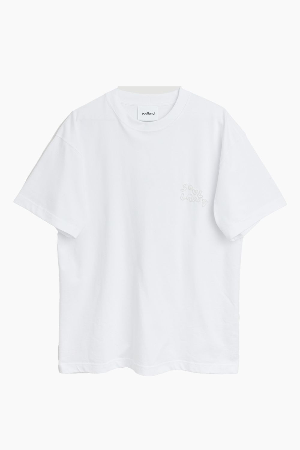 Se Kai T-shirt Beaded Logo - White - Soulland - Hvid S/M hos QNTS.dk