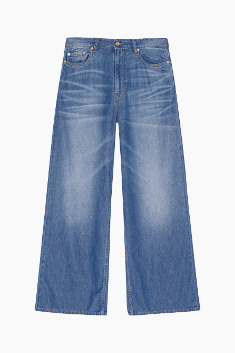 Se Light Denim Wide Jeans J1487 - Mid Blue Vintage - GANNI - Blå 29 hos QNTS.dk