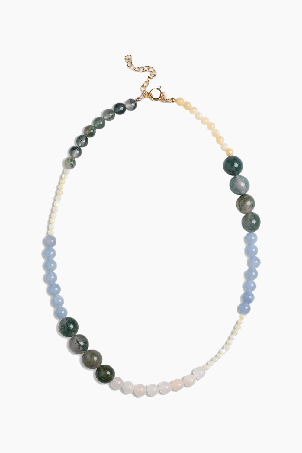 Se Necklace Carli - L. Yellow, Kaki Green, L. Blue and Peach - ENAMEL - Guld One Size hos QNTS.dk