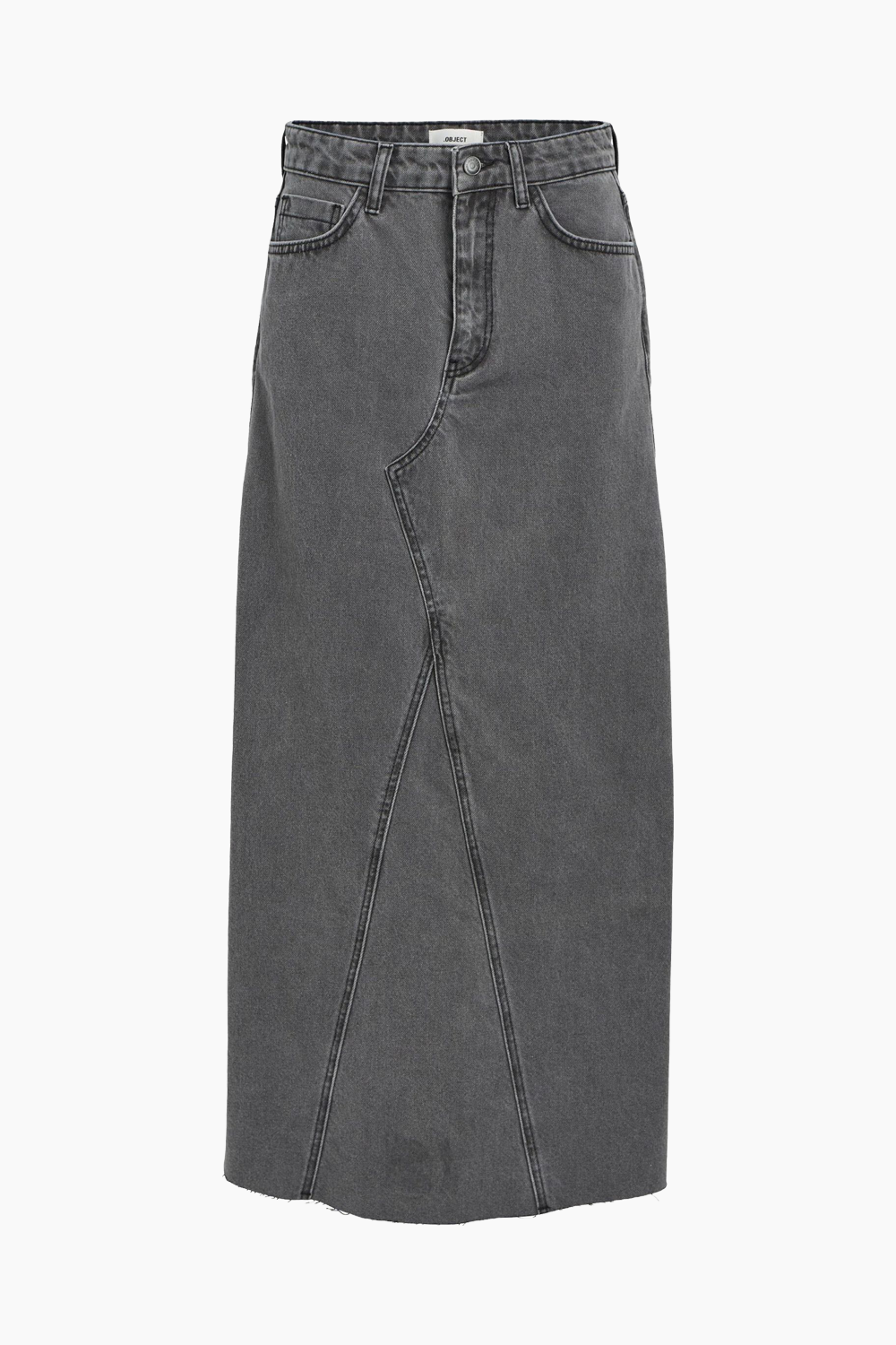 5: ObjHarlow Long Denim Skirt - Grey Denim - Object - Grå S