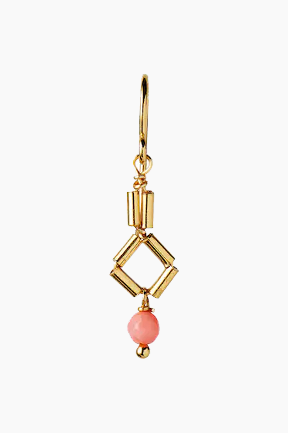 Billede af Petit Carré Earring with Coral - Gold - Stine A - Guld One Size