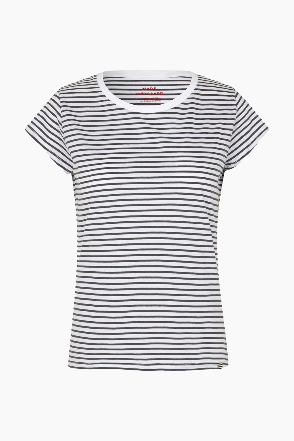 Se Organic Jersey Stripe Teasy Tee FAV - Asphalt/Brilliant White - Mads Nørgaard - Stribet L hos QNTS.dk