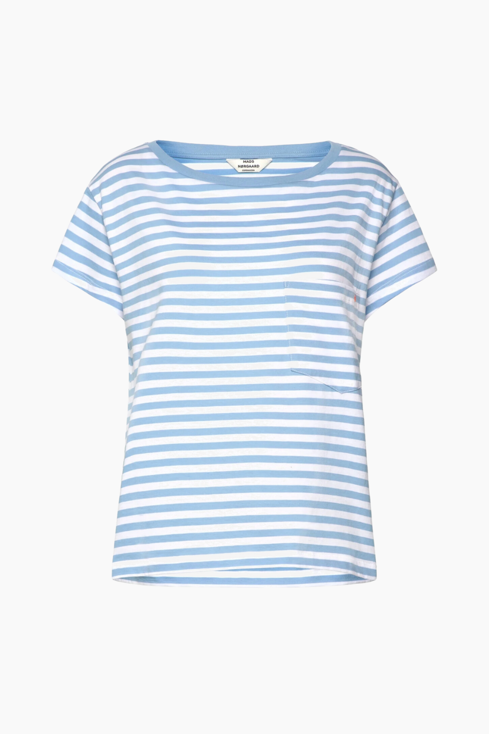 Se Organic Jersey Stripe Torva Tee - Alaskan Blue/Brilliant White - Mads Nørgaard - Stribet L hos QNTS.dk