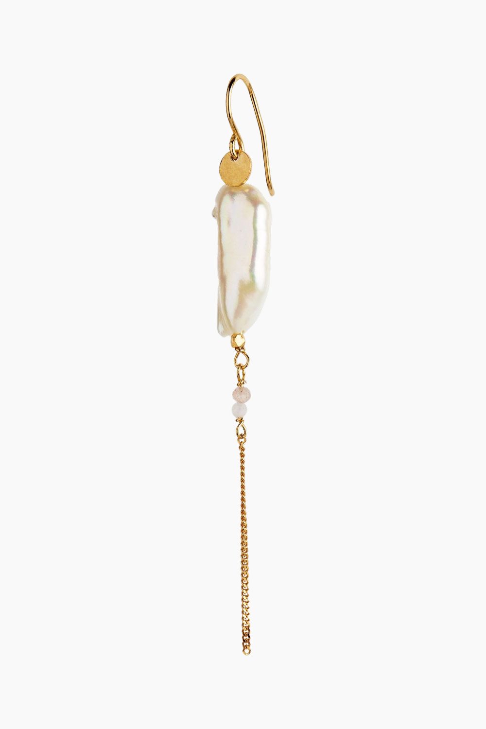 Billede af Long Baroque Pearl with Chain Earring Peach Sorbet - Gold - Stine A - Guld One Size