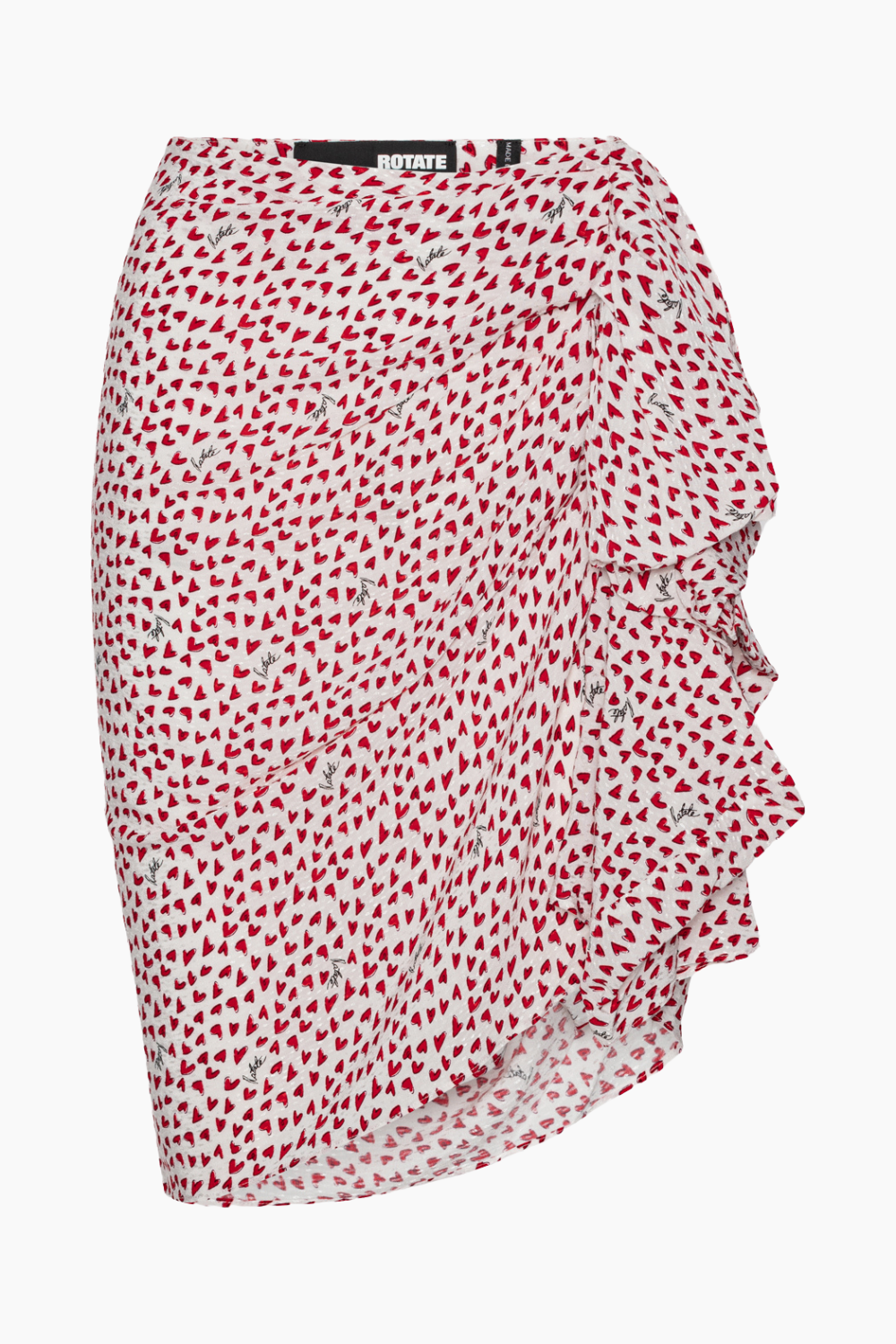 Se Printed Mini Ruffle Skirt - Happy Hearts/Bright White Comb. - ROTATE - Mønstret L hos QNTS.dk