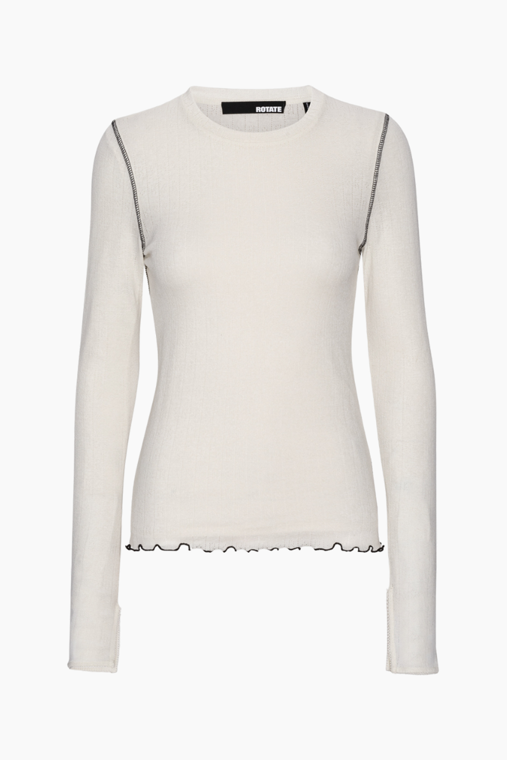 Se Pointelle Longsleeve Top - Bright White - ROTATE - Hvid S hos QNTS.dk