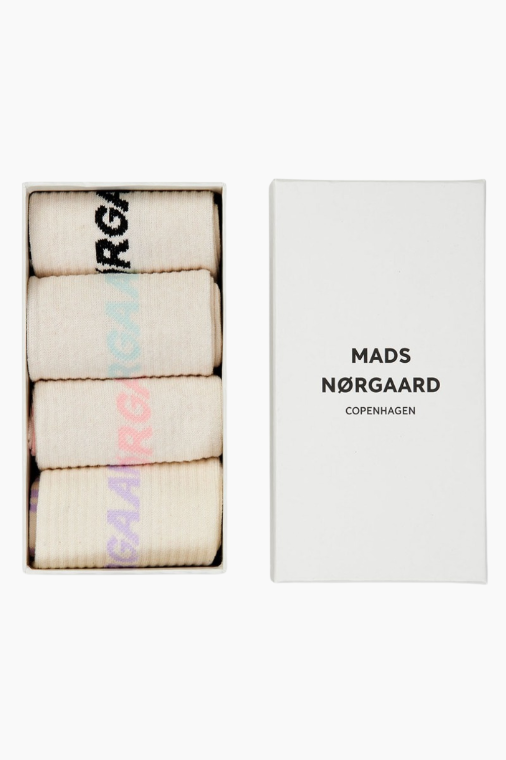 Se Sock Box Logo Step - Pastel Logo Step - Mads Nørgaard - Hvid One Size hos QNTS.dk