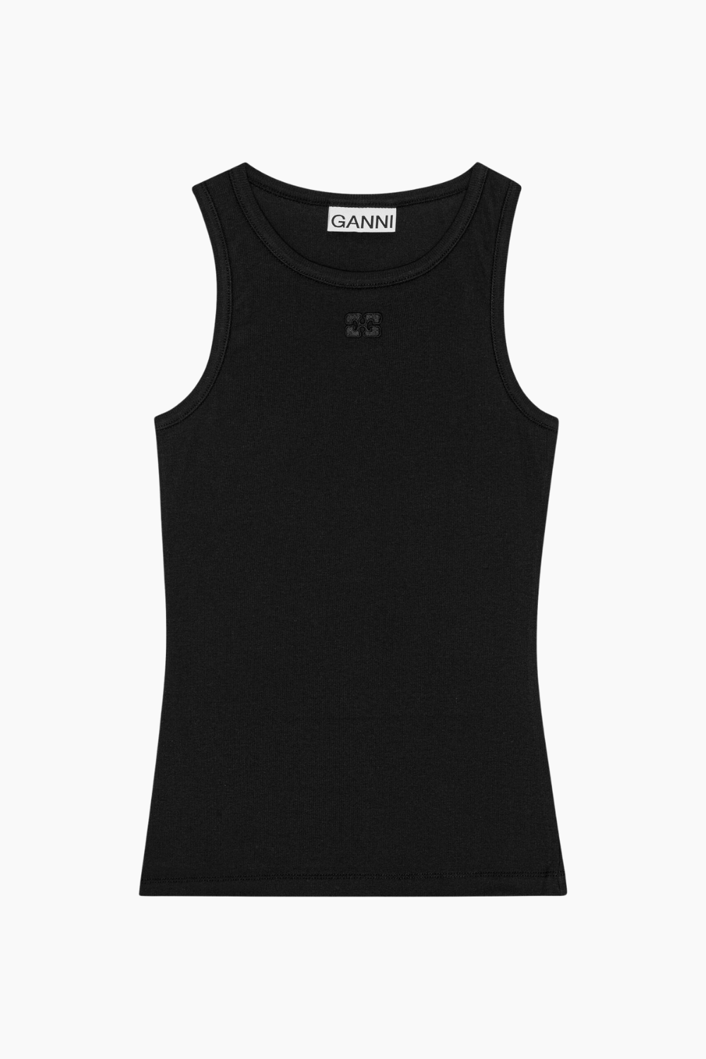 Billede af Soft Cotton Rib Tank Top T3898 - Black - GANNI - Sort XS