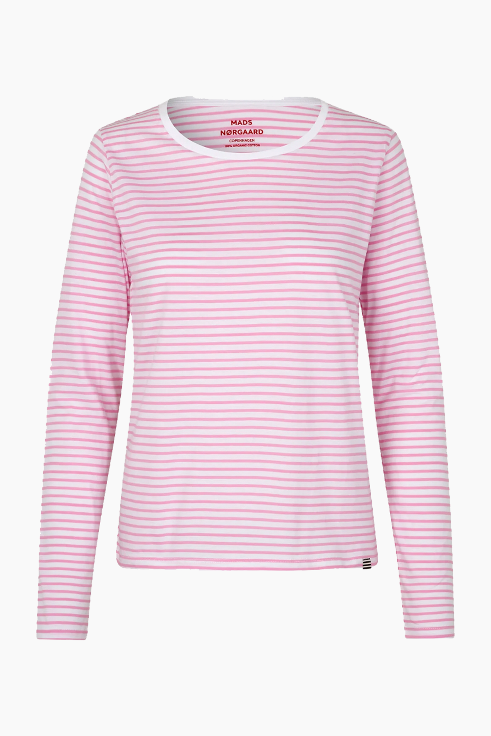 Se Organic Jersey Stripe Tenna Tee FAV - Begonia Pink - Mads Nørgaard - Stribet XS hos QNTS.dk