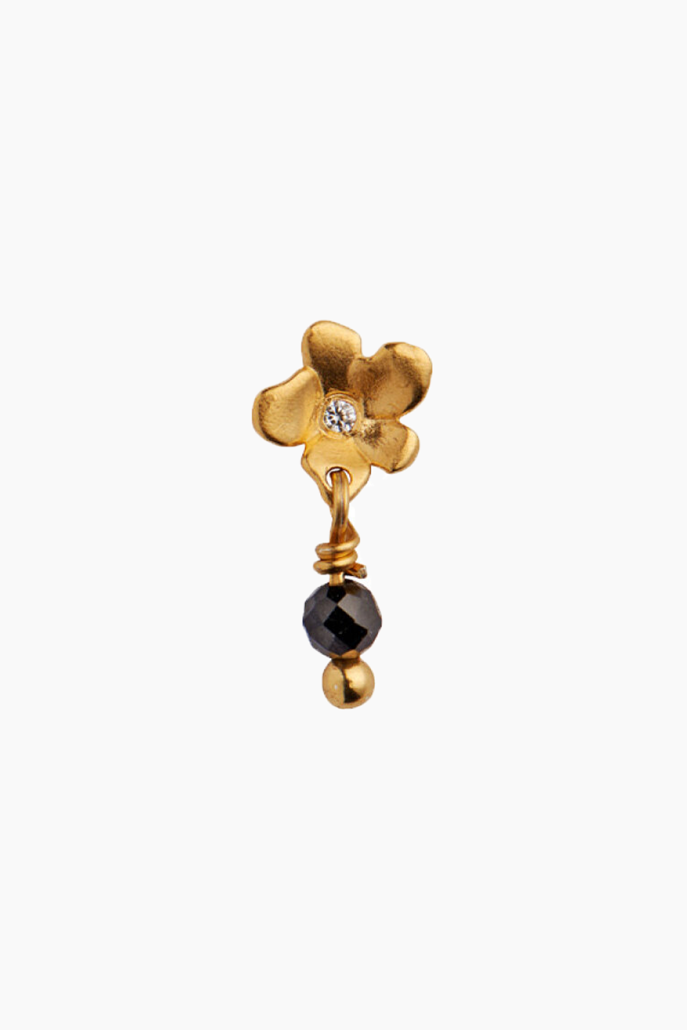 Se Tres Petit Garden Flower Earring w/ Black Spinel - Gold - Stine A - Guld One Size hos QNTS.dk