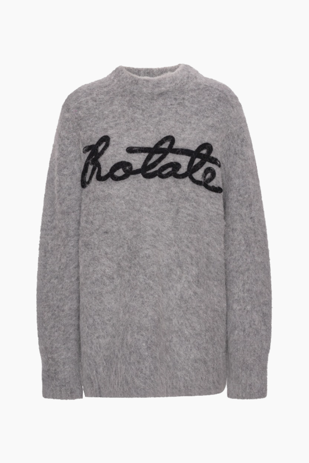 Knit Oversize Logo Jumper - Grey Melange - ROTATE - Grå M