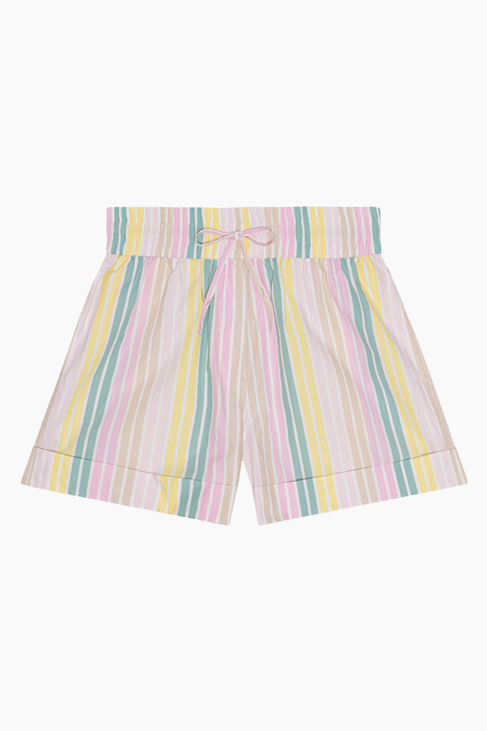 Billede af Stripe Cotton Elasticated Shorts F7768 - Multicolor - GANNI - Stribet S