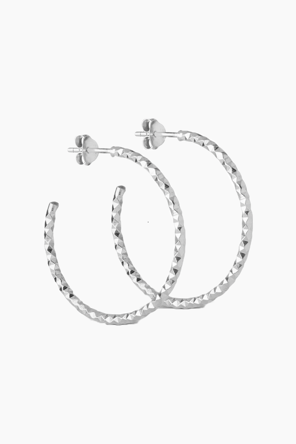 Billede af Diamond Cut Large Hoops - Sølv - ENAMEL - Sølv One Size