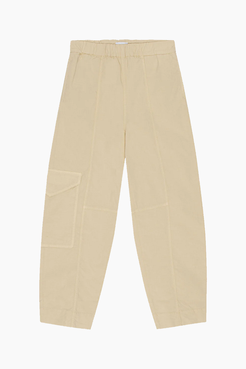 Se Washed Cotton Canvas Elasticated Curve Pants F8073 - Pale Khaki - GANNI - Beige XL hos QNTS.dk