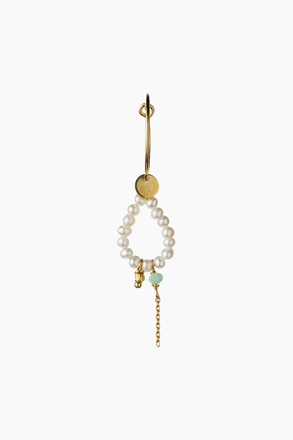Se Heavenly Pearl Dream Hoop Gold - Green stone & Chain - Stine A - Guld One Size hos QNTS.dk