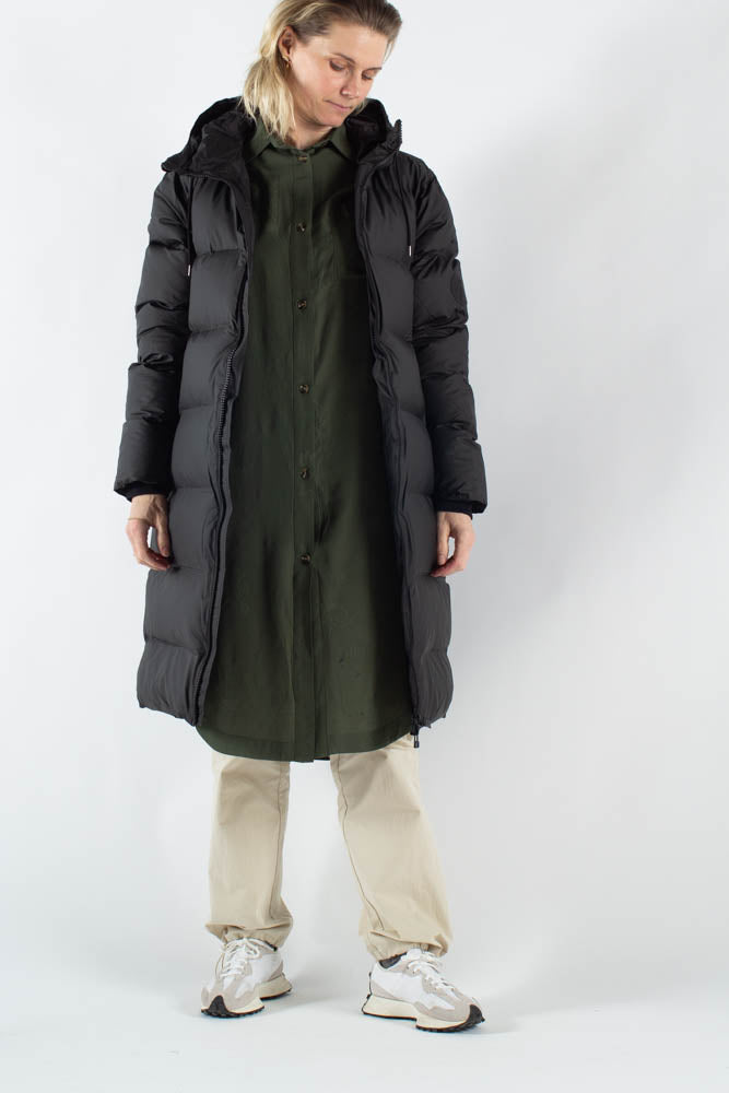 Long Puffer Jacket - Black - Rains - Sort L