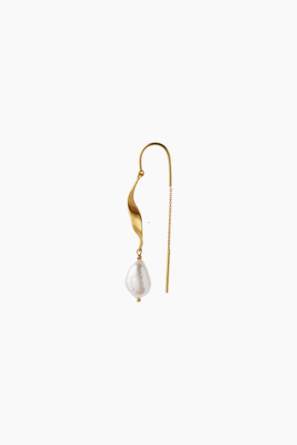 Billede af Long Twisted Earring With Baroque - Pearl Gold - Stine A - Guld One Size