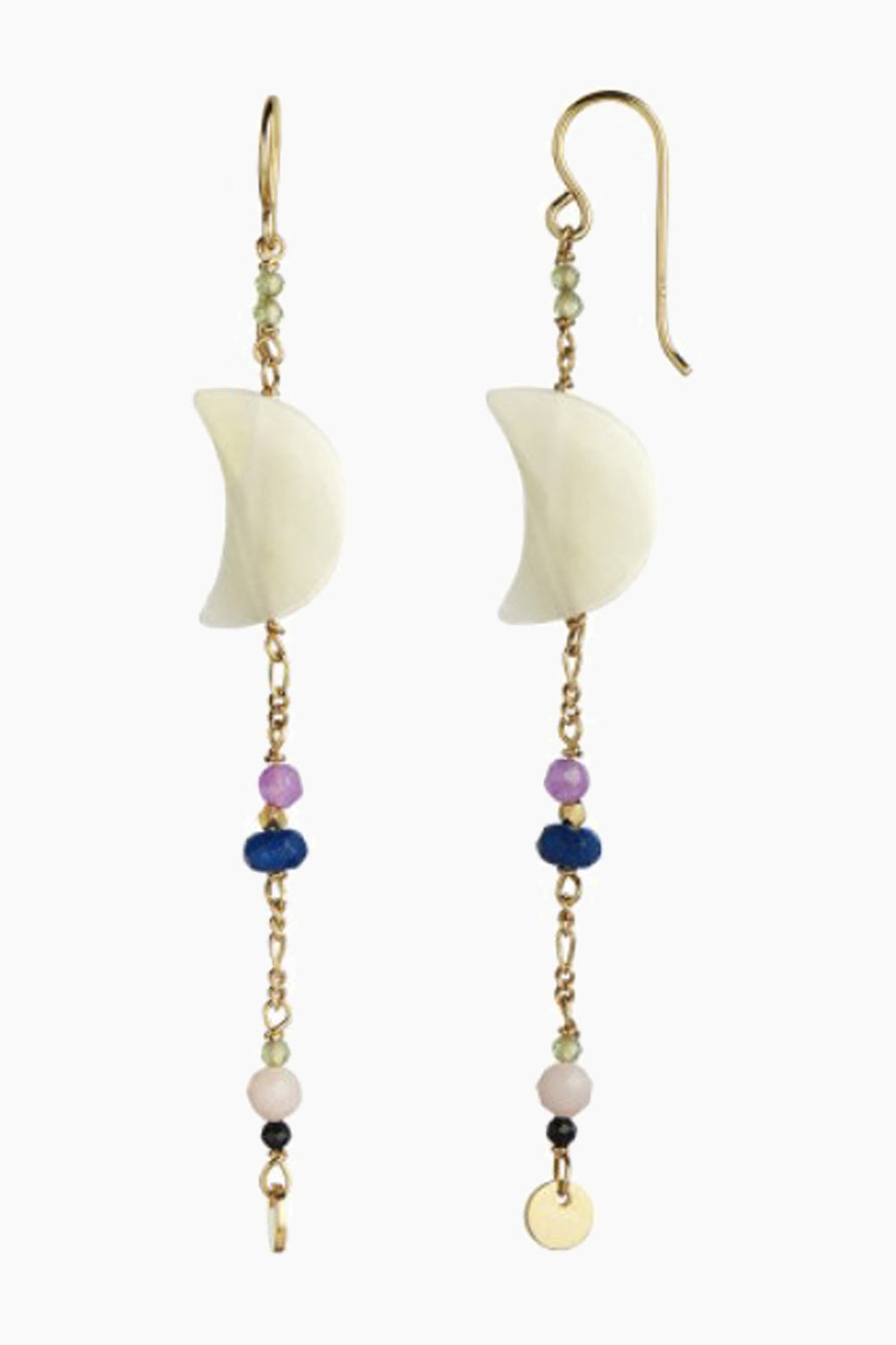 Se Midnight Moon Pearl Earring - Gold With Gemstone - Stine A - Guld One Size hos QNTS.dk