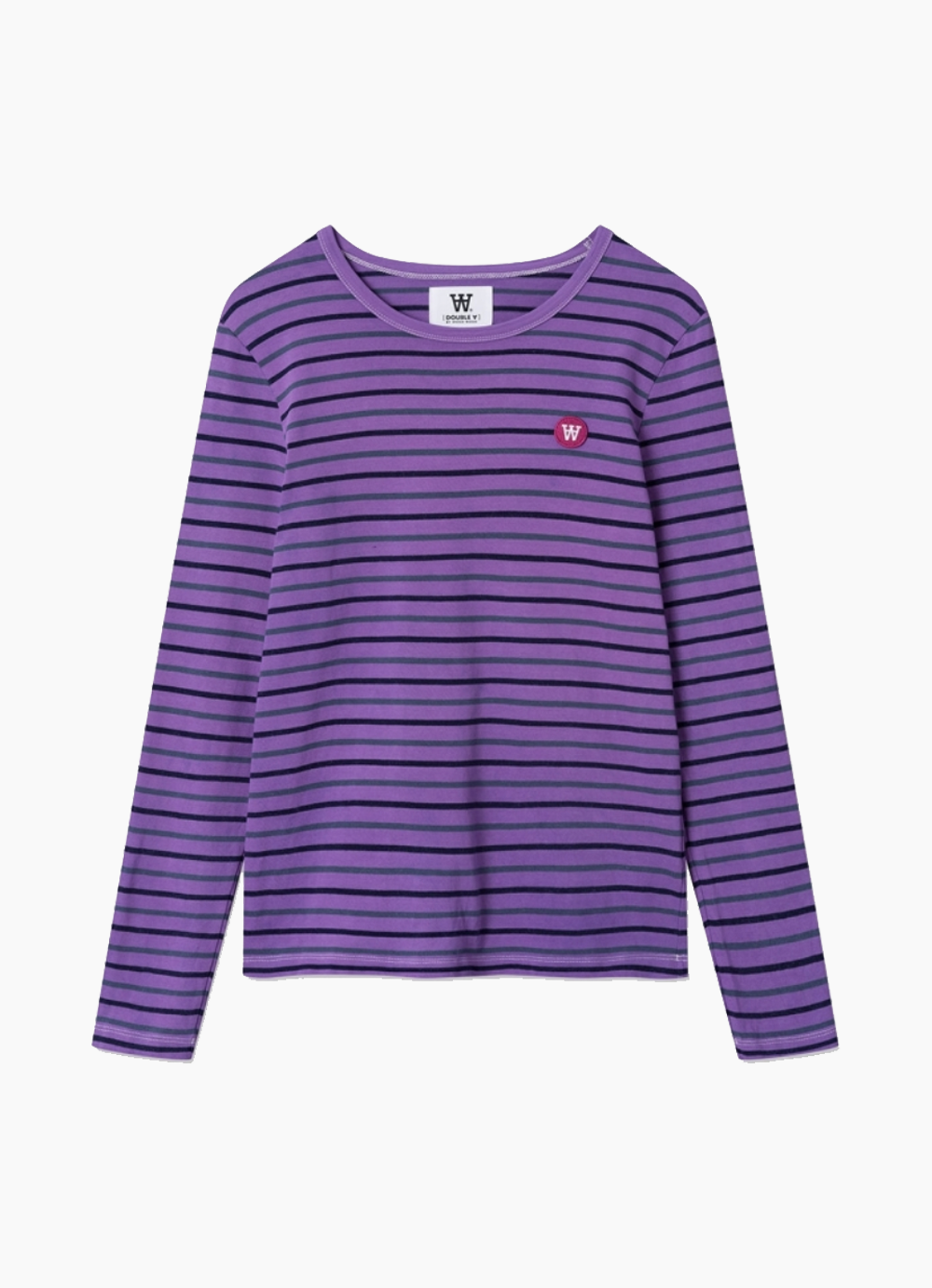 Billede af Moa Stripe Long Sleeve GOTS - Light Amethyst Stripes - Wood Wood - Stribet XS