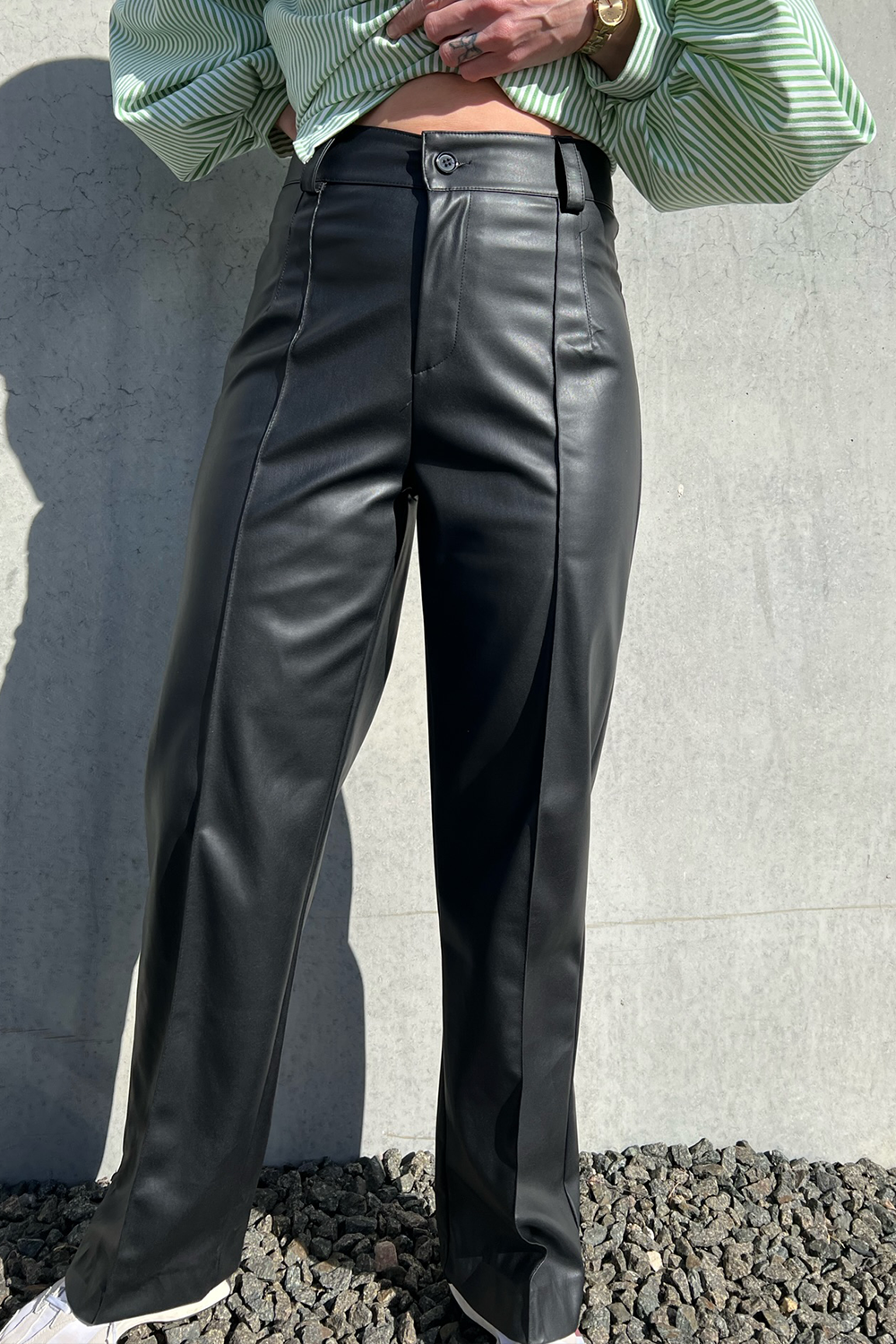 NoraIR Faux Leather Pants - Black - - Sort XS XS Til 299.00 DKK Changemakers.dk